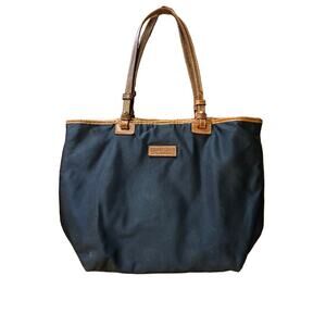 Dooney & Bourke navy blue tote bag shoppers handbag leather accents